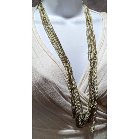Gold And White Multilayer Chain Necklace - Picture 6 of 9